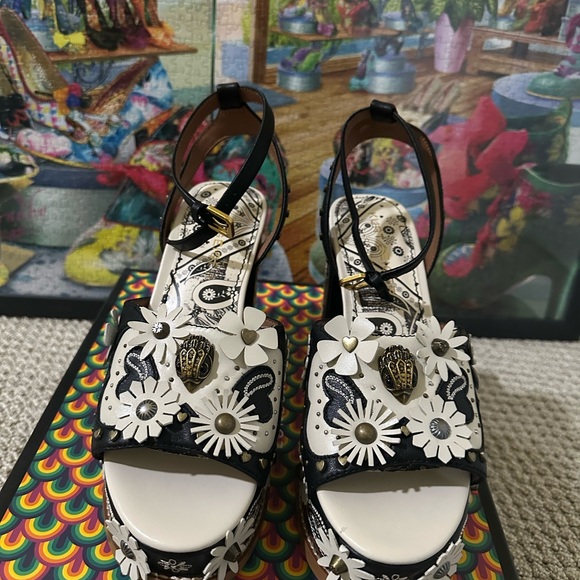 Kurt Geiger Shoes - Kurt Geiger Black and White Floral Sandals